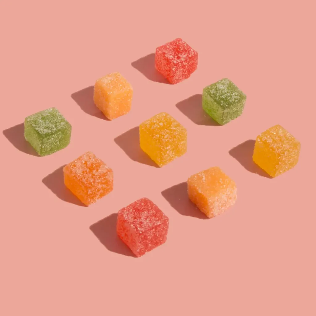 hemp cbd gummies thc free with pink background